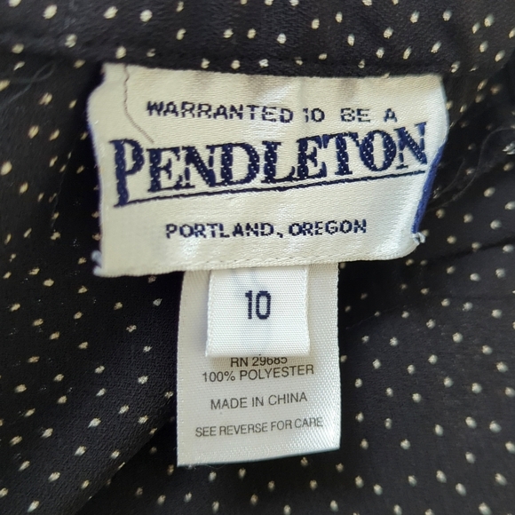 Pendleton Y2K Vintage Spotted High Waisted Side Slit Midi Skirt Black White 10 - Picture 11 of 12
